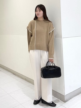 「アイテム（バレエシューズ）」を使った、coen officialさん（レディース・163cm）の秋コーディネート