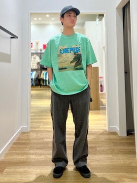 「SMITH'S AMERICAN（スミスアメリカン）のSMITH'S（スミス）別注ライトウエイトワークパンツ（デニムパンツ、グレー系）」を使った、coen officialさん（レディース・153cm）の春コーディネート