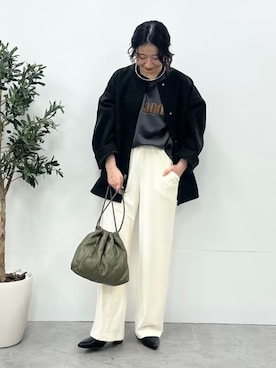 「アイテム（ノーカラーコート）」を使った、coen officialさん（レディース・157cm）の秋コーディネート