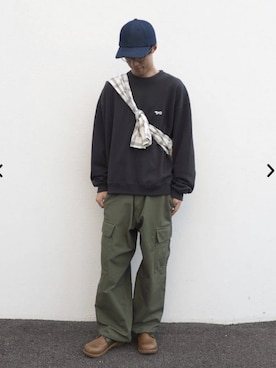 「coenスタッフスタイリング」｜「アイテム（キャップ）」を使った、coen officialさん（メンズ・173cm）の秋コーディネート