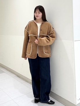 「アイテム（バレエシューズ）」を使った、coen officialさん（レディース・163cm）の冬コーディネート