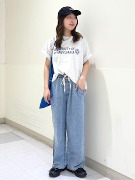 「coen（コーエン）のアイテム（トップス）」を使った、coen officialさん（レディース・157cm）の春コーディネート