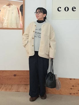 「アイテム（ブルゾン）」を使った、coen officialさん（レディース・157cm）の冬コーディネート
