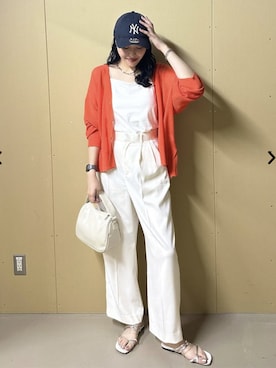 「coenスタッフスタイリング」｜「アイテム（スラックス）」を使った、coen officialさん（レディース・169cm）の夏コーディネート