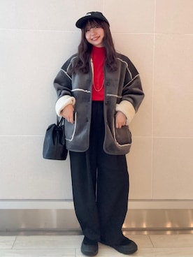 「coen（コーエン）のアイテム（スラックス）」を使った、coen officialさん（レディース・153cm）の秋コーディネート