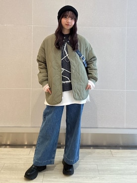 「アイテム（ブルゾン）」を使った、coen officialさん（レディース・153cm）の冬コーディネート