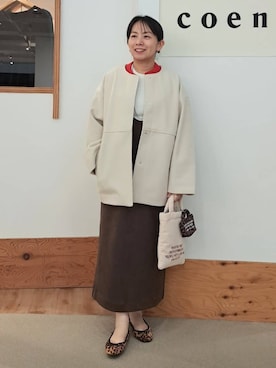「アイテム（ポーチ）」を使った、coen officialさん（レディース・157cm）の秋コーディネート