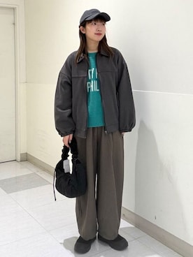 「coen（コーエン）のアイテム（スラックス）」を使った、coen officialさん（レディース・157cm）の秋コーディネート