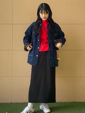 「アイテム（カバーオール）」を使った、coen officialさん（レディース・162cm）の秋コーディネート