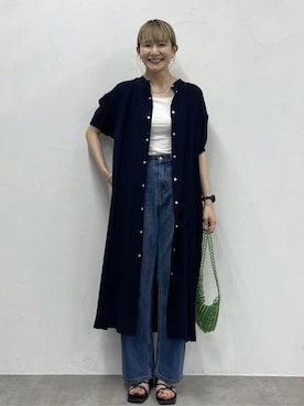 「coenスタッフスタイリング」｜「アイテム（シャツワンピース）」を使った、coen officialさん（レディース・161cm）の夏コーディネート