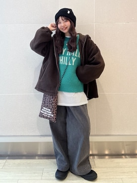 「アイテム（Tシャツ/カットソー、その他）」を使った、coen officialさん（レディース・153cm）の冬コーディネート