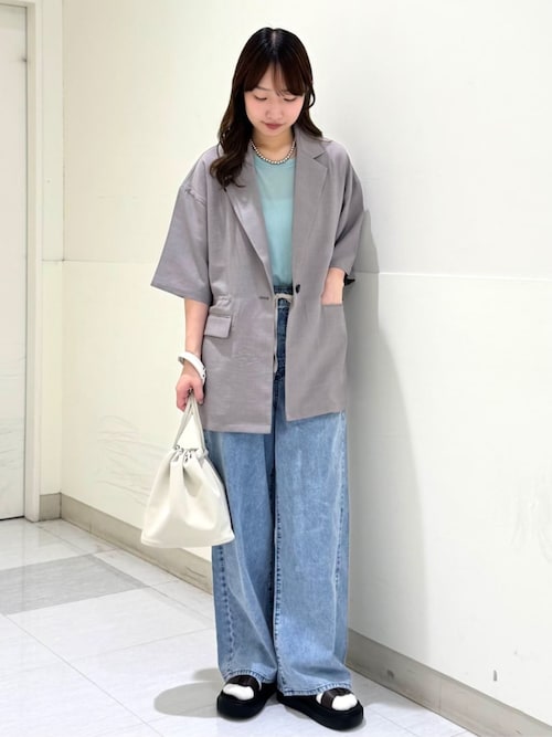 【新色/WEB限定カラーあり】コットンレーヨンデニムワイドパンツ（インフルエンサー紹介アイテム）