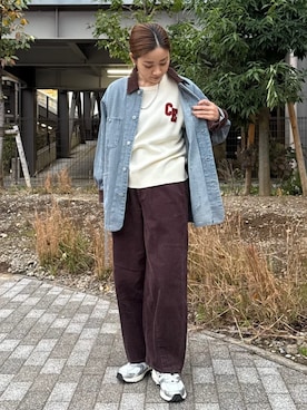 「アイテム（カバーオール）」を使った、coen officialさん（レディース・162cm）の秋コーディネート