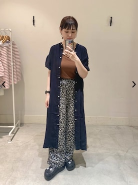 「花柄」｜「アイテム（シャツワンピース）」を使った、coen officialさん（レディース・162cm）の夏コーディネート
