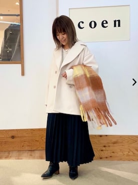 「coen（コーエン）のアイテム（その他アウター）」を使った、coen officialさん（レディース・153cm）の秋コーディネート