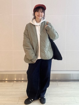 「アイテム（キャップ）」を使った、coen officialさん（レディース・153cm）の秋コーディネート