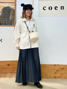 「coenスタッフスタイリング」｜「アイテム（キャップ）」を使った、coen officialさん（レディース・153cm）の冬コーディネート