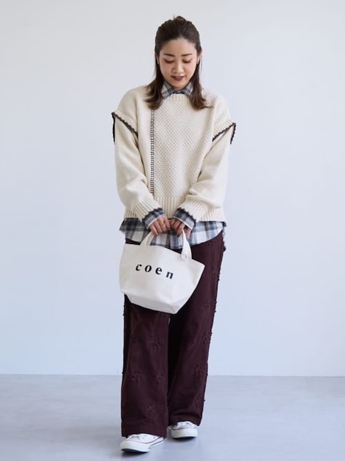 セール】3Dフラワー刺繍 コーデュロイイージーワイドパンツ【インフル