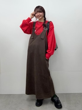 「アイテム（ジャンパースカート）」を使った、coen officialさん（レディース・153cm）の冬コーディネート