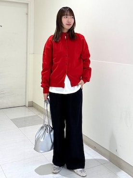 「coen（コーエン）のアイテム（スラックス）」を使った、coen officialさん（レディース・157cm）の冬コーディネート