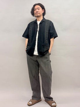 「SMITH'S AMERICAN（スミスアメリカン）のSMITH'S（スミス）別注ライトウエイトワークパンツ（デニムパンツ、グレー系）」を使った、coen officialさん（レディース・153cm）の春コーディネート