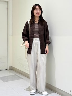 「coen（コーエン）のアイテム（トップス）」を使った、coen officialさん（レディース・157cm）の春コーディネート