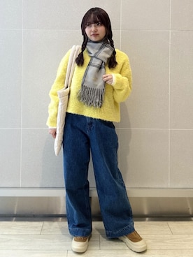 「coen（コーエン）のアイテム（デニムパンツ）」を使った、coen officialさん（レディース・153cm）の秋コーディネート