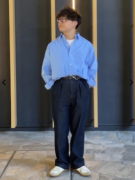 「秋先取りコーデ」｜「アイテム（チノパンツ）」を使った、coen officialさん（メンズ・158cm）の夏コーディネート