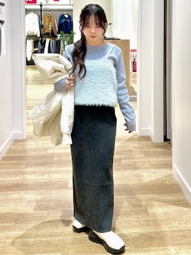 「アイテム（ネックレス）」を使った、coen officialさん（レディース・142cm）の冬コーディネート