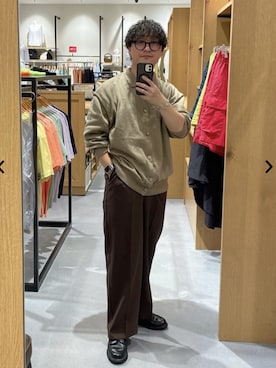 「coenスタッフスタイリング」｜「アイテム（スラックス）」を使った、coen officialさん（メンズ・158cm）の秋コーディネート