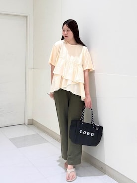 「coenスタッフスタイリング」｜coen officialさん（レディース・163cm）の夏コーディネート