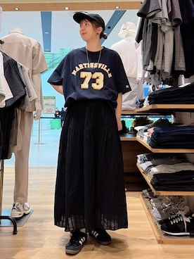 「coen（コーエン）のボールチェーンロングネックレス(60cm)（ネックレス、シルバー系）」を使った、coen officialさん（レディース・153cm）の春コーディネート