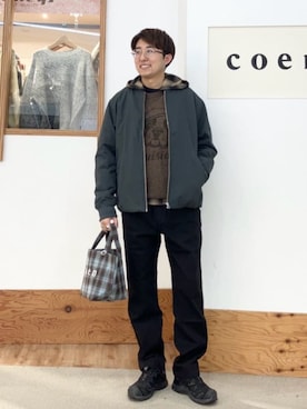 「coenスタッフスタイリング」｜「アイテム（その他アウター）」を使った、coen officialさん（レディース・166cm）の冬コーディネート