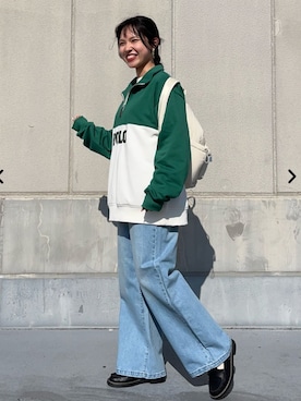 「coen」｜「アイテム（スウェット）」を使った、coen officialさん（レディース・155cm）の冬コーディネート