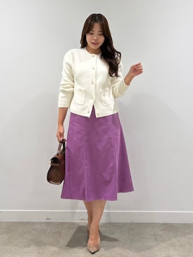「アイテム（スカート、パープル系）」を使った、MISAKIさん（レディース・158cm）の秋コーディネート