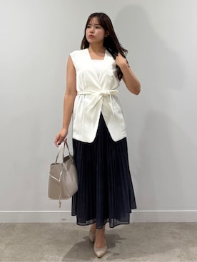 「COUP DE CHANCE（クードシャンス）のアイテム（ベスト）」を使った、MISAKIさん（レディース・158cm）の夏コーディネート
