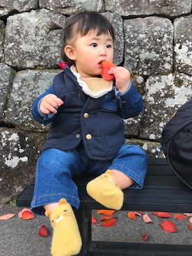 「BUDDY Lee（バディーリー）のアイテム（その他アウター）」を使った、rさん（キッズ・70cm）の秋コーディネート