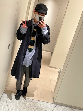 「FUDGE」｜「アイテム（ステンカラーコート）」を使った、teaさん（メンズ・172cm）の秋コーディネート