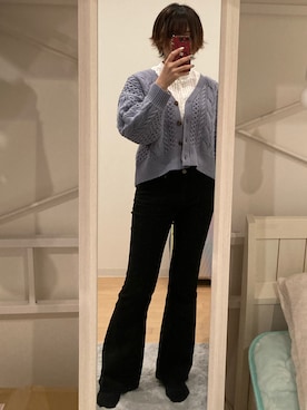 「WORKS（ワークス）のアイテム（パンツ）」を使った、すずゆらさん（レディース・165cm）の春コーディネート