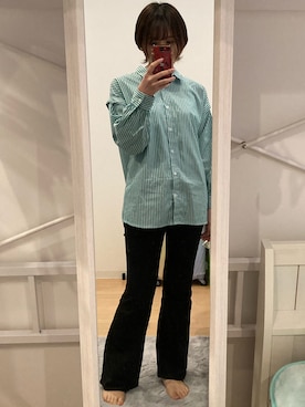 「WORKS（ワークス）のアイテム（パンツ）」を使った、すずゆらさん（レディース・165cm）の春コーディネート
