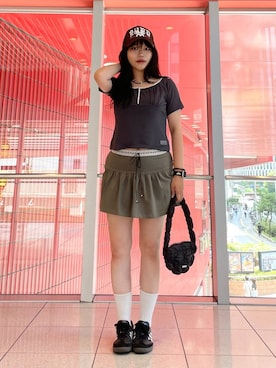 「NOT4NERD（ノットフォーナード）のアイテム（帽子）」を使った、kanachan0000さん（レディース・155cm）の夏コーディネート