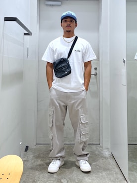 「XLARGE（エクストララージ）のアイテム（帽子）」を使った、CHRISさん（メンズ・172cm）の夏コーディネート
