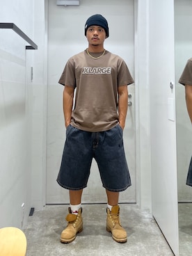 「XLARGE（エクストララージ）のアイテム（帽子）」を使った、CHRISさん（メンズ・172cm）の夏コーディネート
