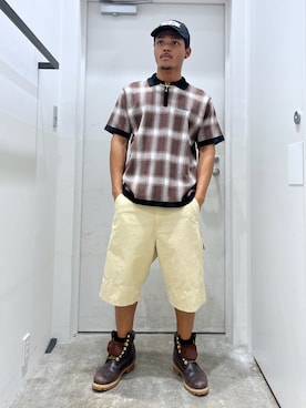 「アイテム（トップス）」を使った、CHRISさん（メンズ・172cm）の夏コーディネート