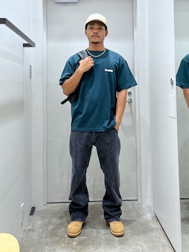「XLARGE（エクストララージ）のアイテム（帽子）」を使った、CHRISさん（メンズ・172cm）の夏コーディネート