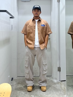 「アイテム（カーゴパンツ）」を使った、CHRISさん（骨格ウェーブ・メンズ・172cm）の夏コーディネート
