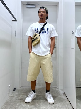 「アイテム（帽子）」を使った、CHRISさん（メンズ・172cm）の夏コーディネート