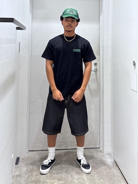 「アイテム（帽子）」を使った、CHRISさん（メンズ・172cm）の夏コーディネート