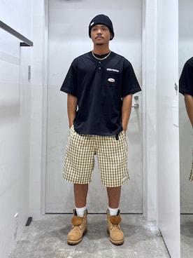 「アイテム（ニットキャップ/ビーニー）」を使った、CHRISさん（メンズ・172cm）の夏コーディネート