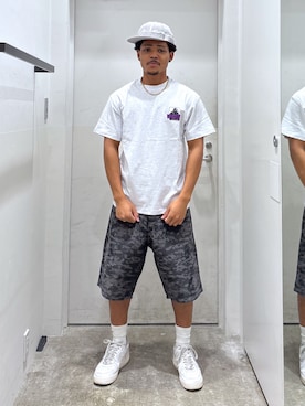 「アイテム（帽子）」を使った、CHRISさん（メンズ・172cm）の夏コーディネート